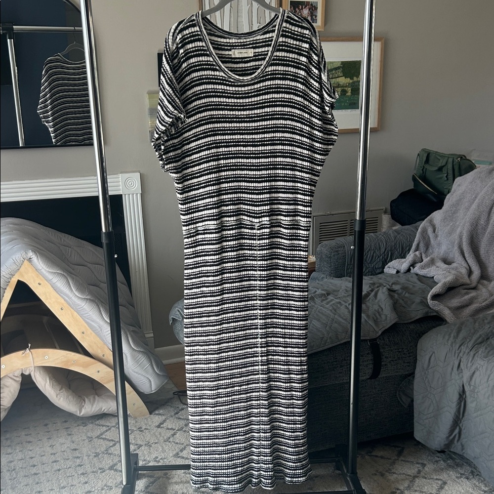 Everlane Black and White Striped Knit Maxi Dress